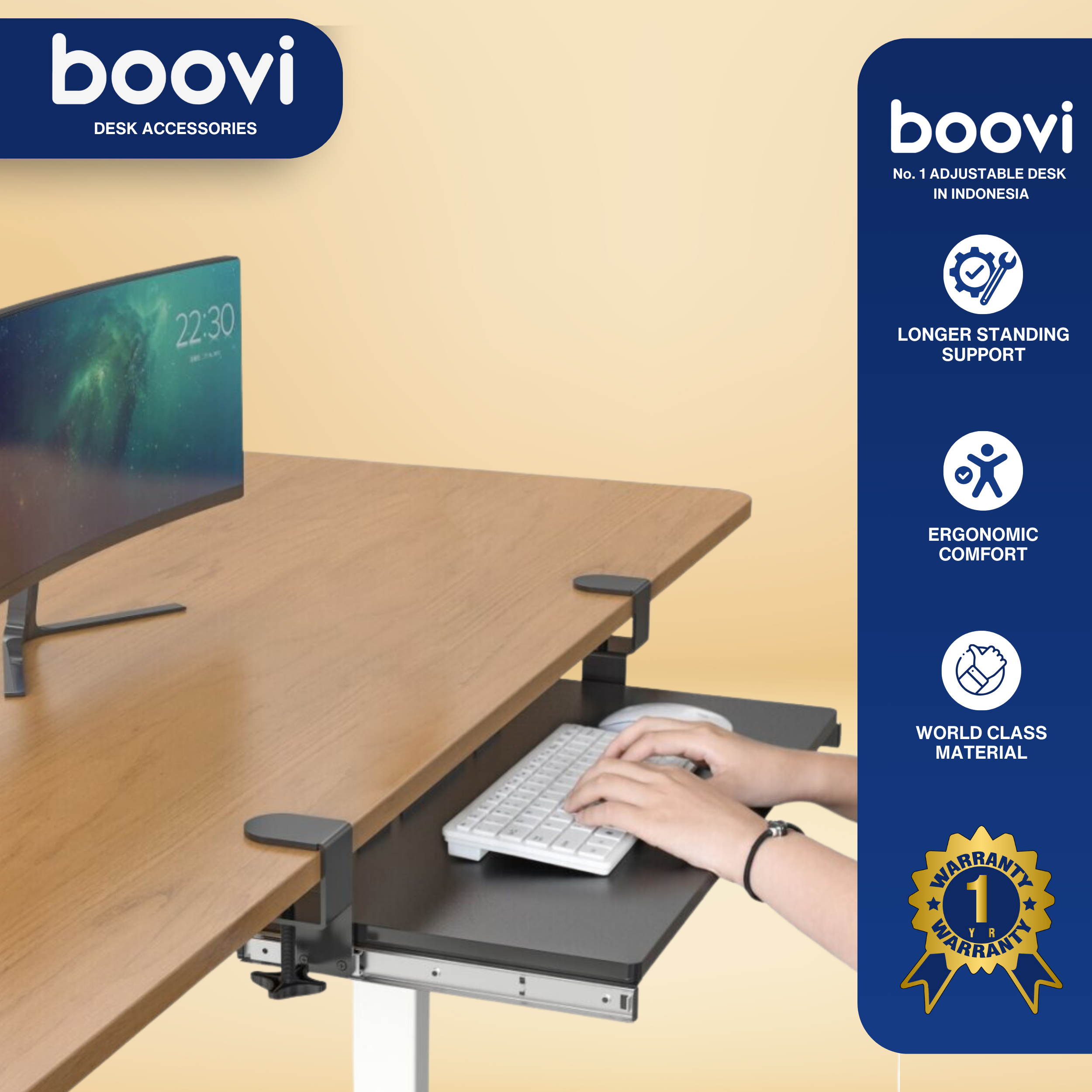 Boovi-DE008-Desk Accessories-Keyboard Drawer-PB