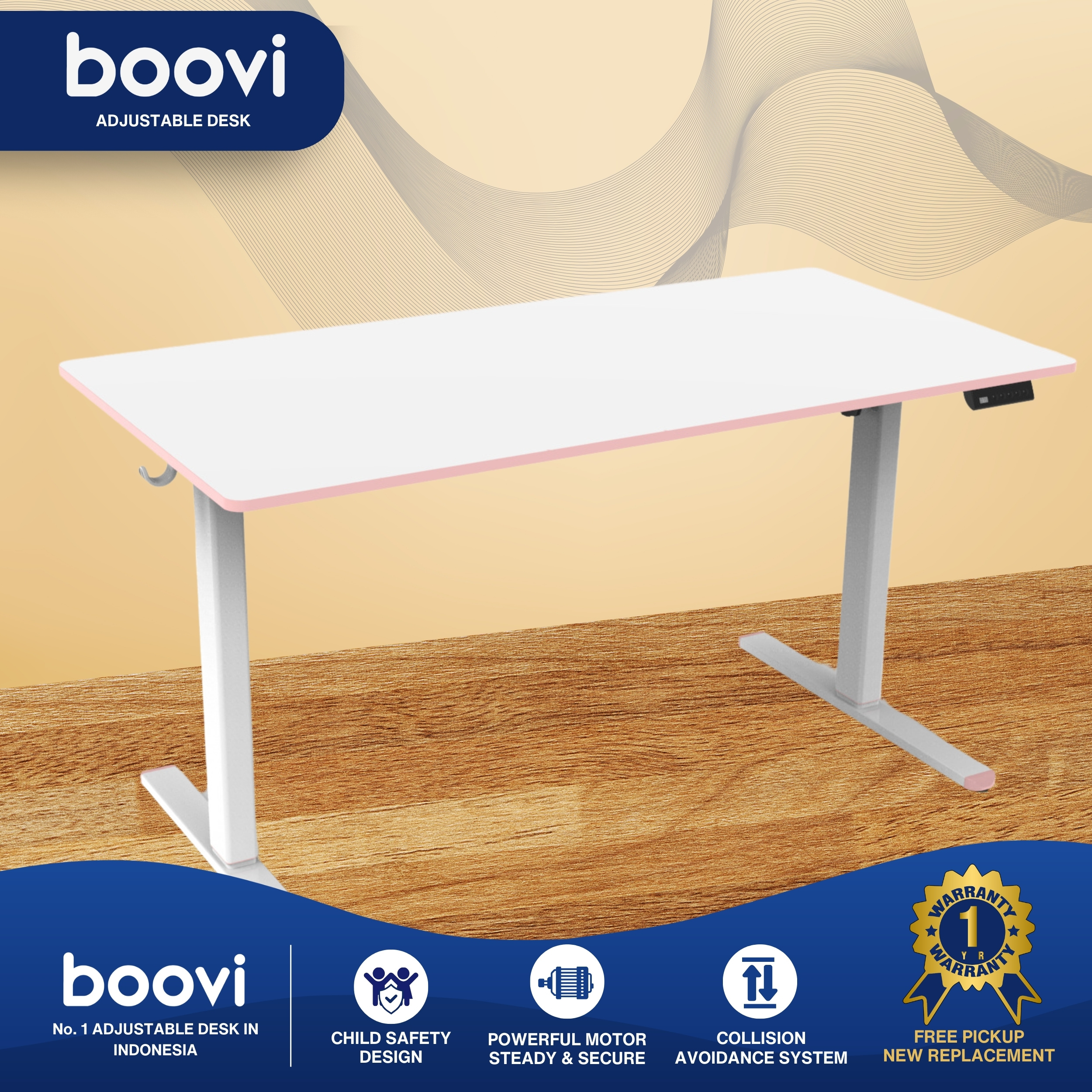 Boovi-PD-KID100-WB-Kid Desk-100-White Blue